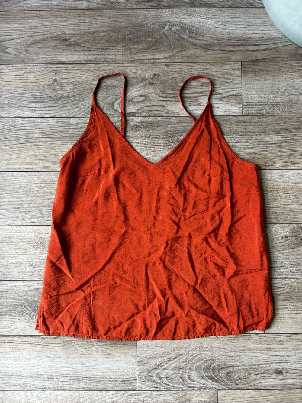 a new day Burnt Orange V-Neck Spaghetti Strap Tank Top